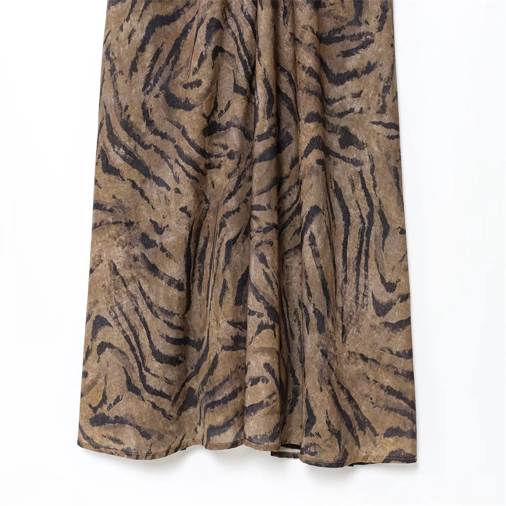 European and American style foreign trade women's clothing new 2025 vacation style sexy printed suspender dress