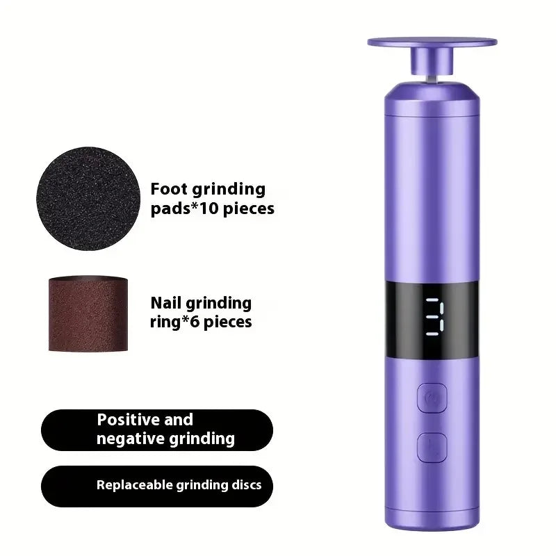 3-speed speed adjustment, LCD display screen, 16 interchangeable heads for home/foot and hand care, fast charging