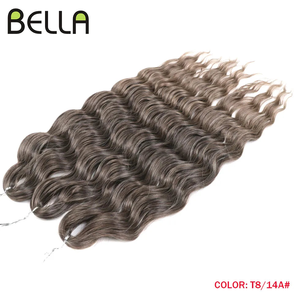 FASHION IDOL 24" 3pcs Deep Wave Curl Hair Synthetic Water Wave Braiding Hair Extensions Ombre Rainbow color Twist Crochet Hair