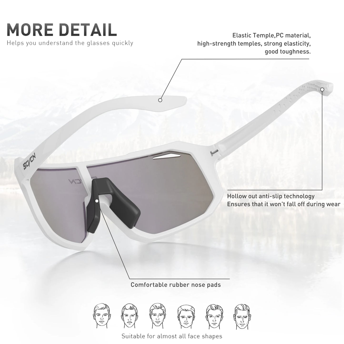 SCVCN Cycl Glasses Photochromic Cycling Sunglasses Men UV400 Eyewear Sports MTB Outdoor Goggles Bicycle Glasses Women Sunglasses