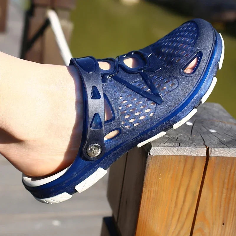 Fashion Men Slippers Casual Sandals Anti Slip Wear-Resistant Breathable Cushioning Color Blocking Design Versatile Sport Shoes