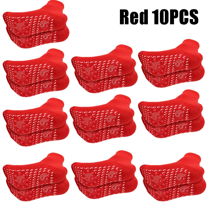 1-10pairs Tourmaline Self-Heating Socks Winter Warm Thermal Health Care Socks Floor Socks Absorption Deodorant Warm Socks