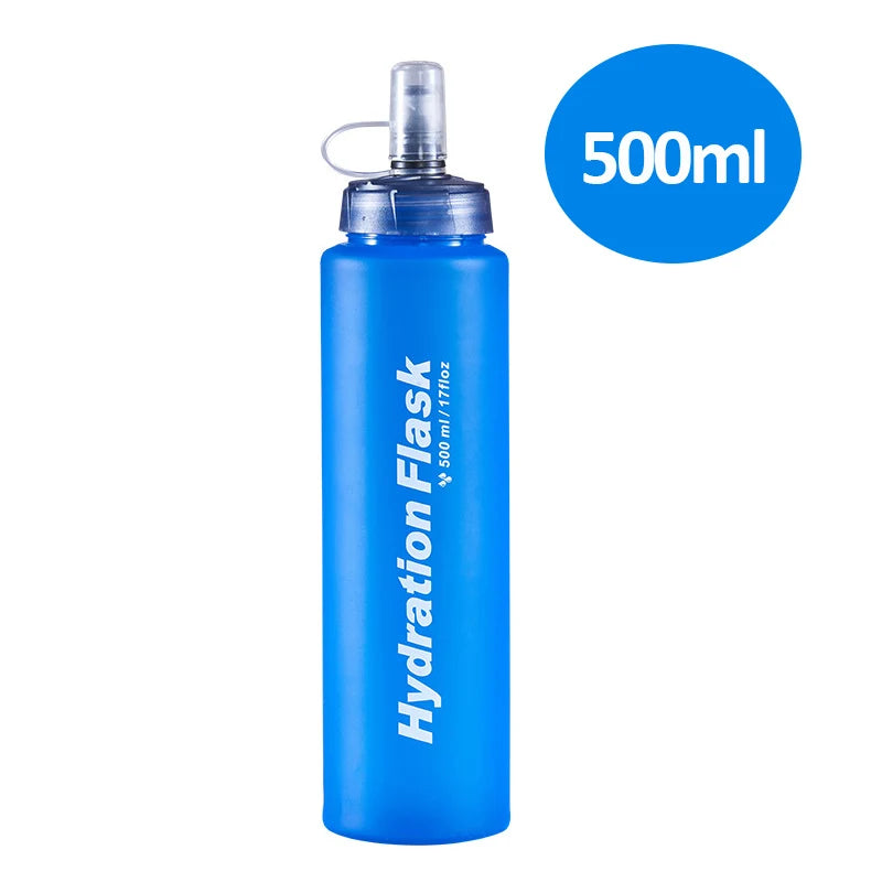 Foldable TPU Soft Flask Water Bottles 250ml 500ml 750ml Running Hydration Pack Waist Bag Vest Outdoors Sport Water Bottle Bag