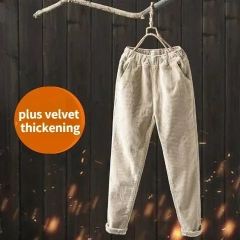 Women's Pants Autumn Winter Loose Corduroy Harem Pants High Waisted Velvet Trousers Female Warm Pants for Women