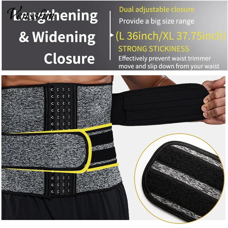 Vensslim Men Waist Trainer Body Shapers Slimming Belt Sheath Weight Loss Belly Cinchers Workout Trimmer Corset Sauna Sweat Strap