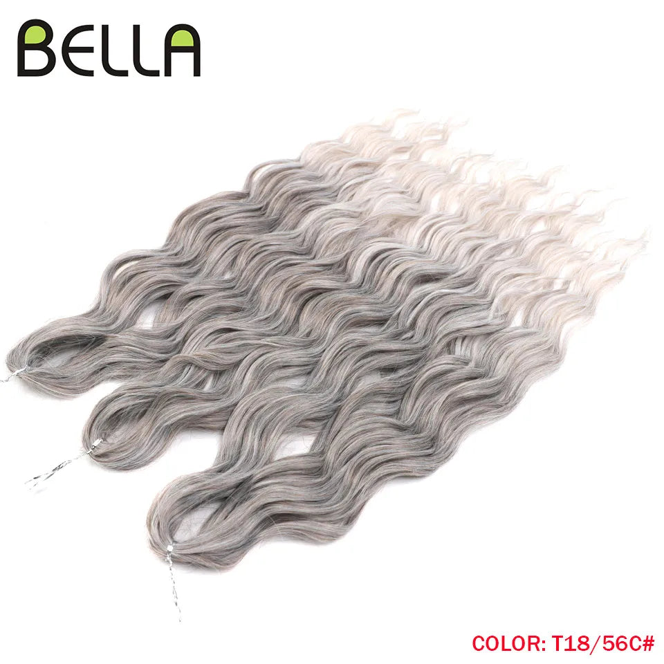 FASHION IDOL 24" 3pcs Deep Wave Curl Hair Synthetic Water Wave Braiding Hair Extensions Ombre Rainbow color Twist Crochet Hair