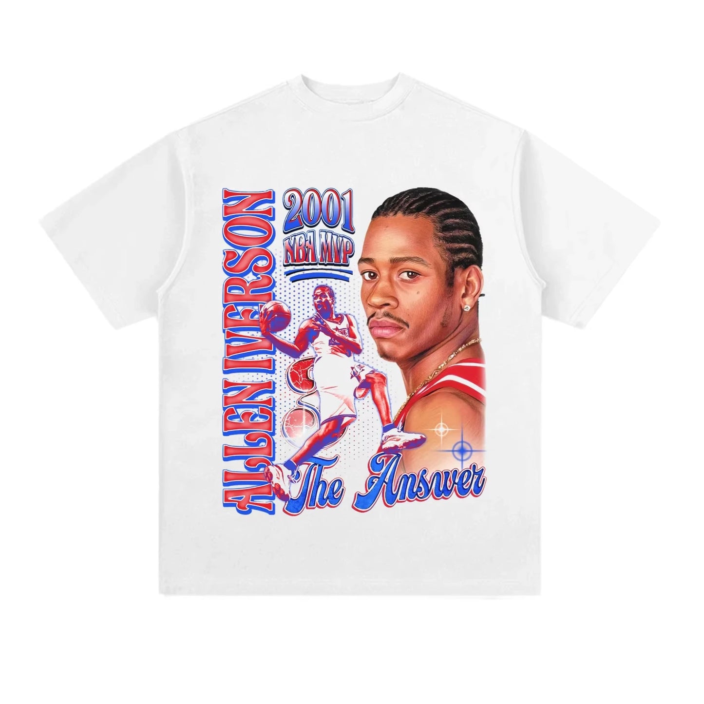 Allen Iverson Printed Short Sleeve Answer American Basketball Fan Cotton T-shirt Summer Casual Vintage Short Sleeve Top