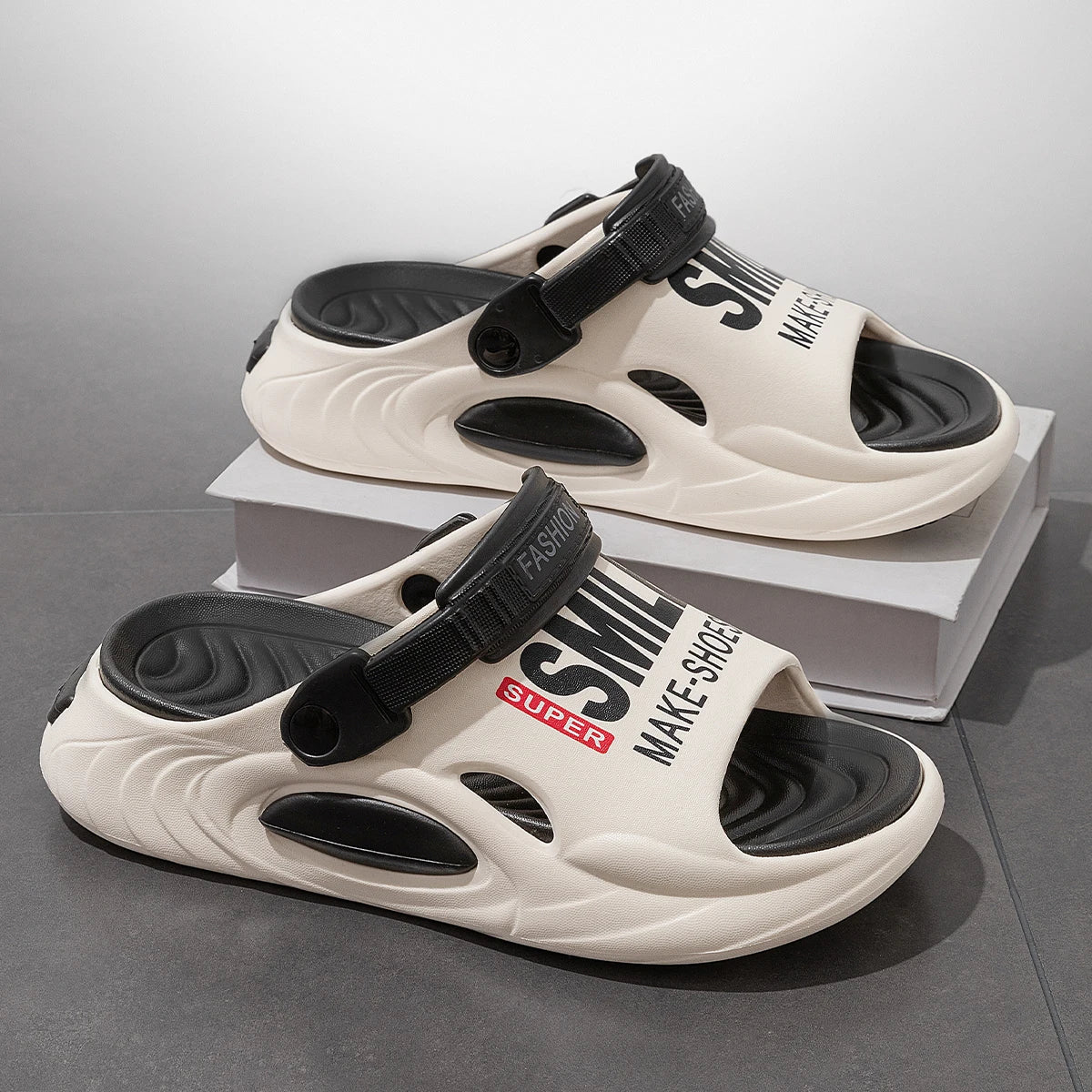 EVA Men Hole Shoes Thick Bottom Height Increase Outdoor Slippers Comfortable Breathable Sports Slippers
