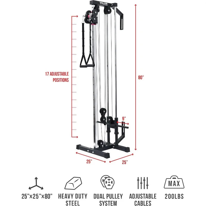 Valor Fitness BD-62 Wall Mounted Cable Machine with Adjustable Dual Pulley System Functional Home Gym Workout Equipment