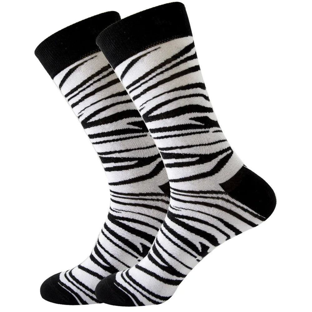 Men's Happy socks Colorful striped women's socks High quality checkered diamond geometry Harajuku combed cotton socks gift socks