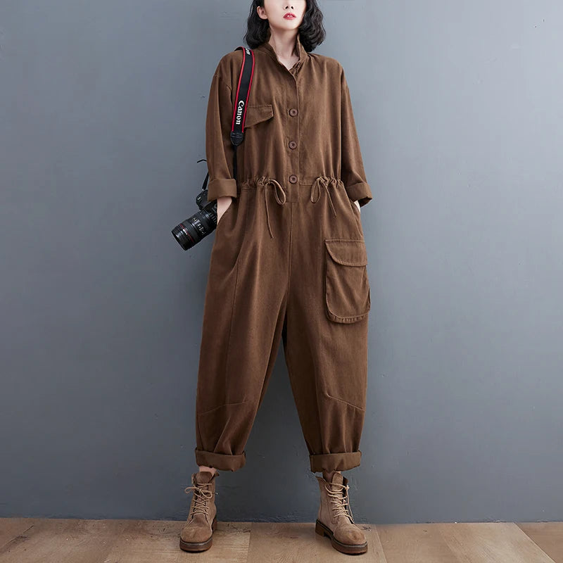 Women's Casual One-Piece Autumn Clothes New Sle Retro Artistic Loose Large Size Inteated Pants Leisure Pants
