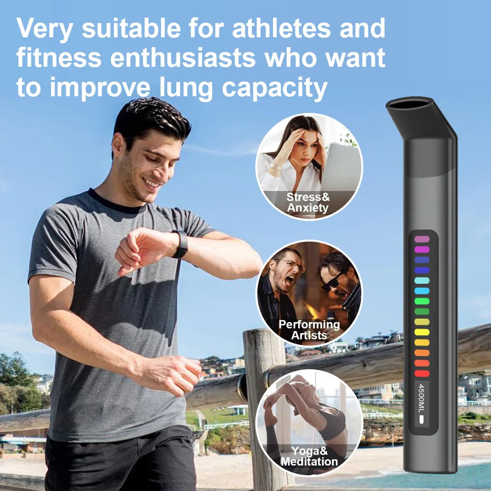 Portable Electronic Breathing Trainer Tester, Running, Mountaineering, Fitness, Yoga and Other Aerobic Exercise