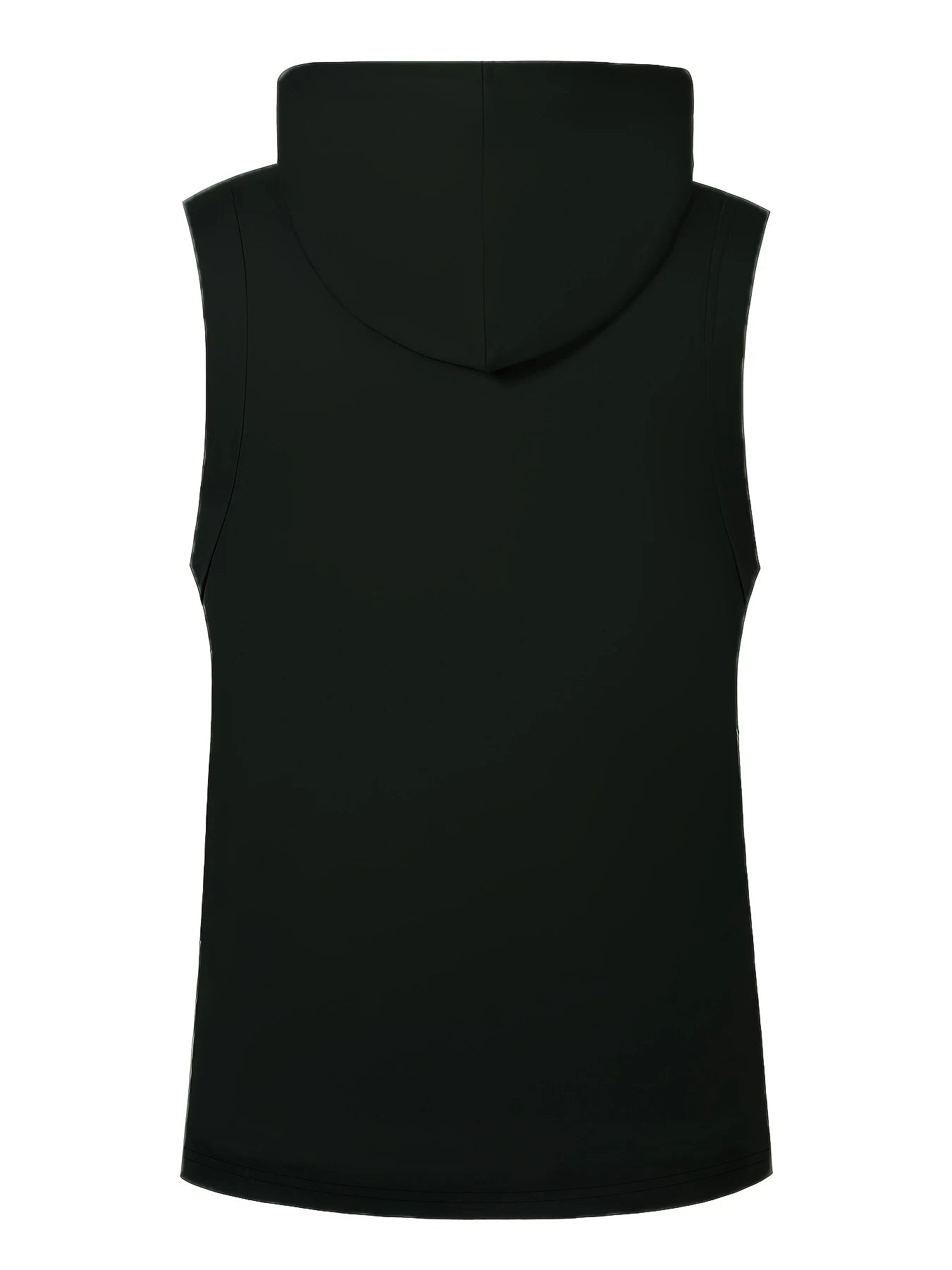 Men's Summer Solid - Color Black Hooded Drawstring Vest with a Simple and Casual Style This Vest Is a Perfect Choice for Men in