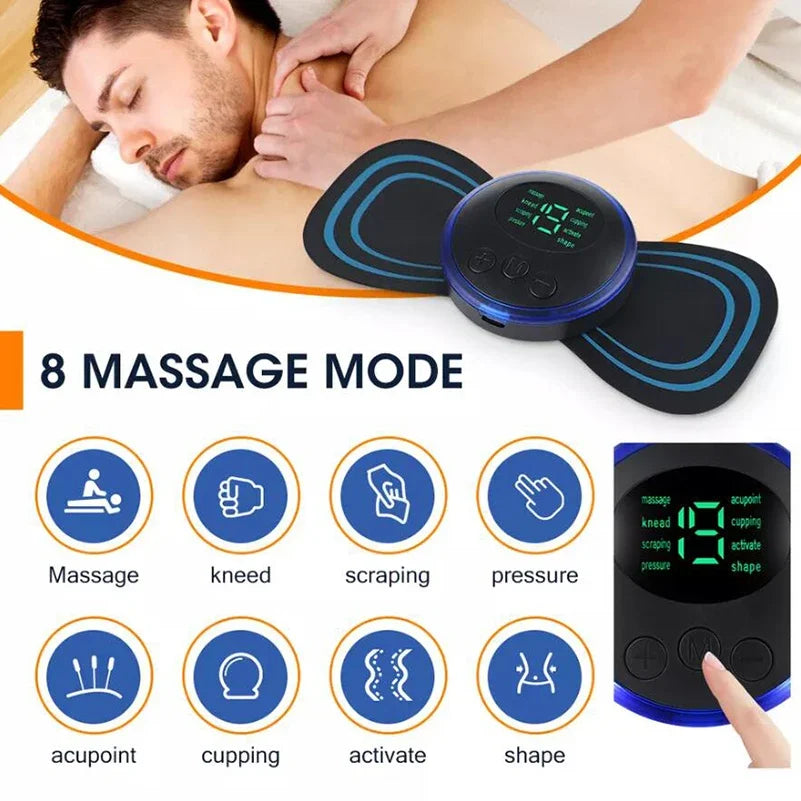 Portable Neck Massager EMS Muscle Stimulator Electric Cervical Massage Patch Low Frequency Pulse Massage Pads Pain Relief Tool