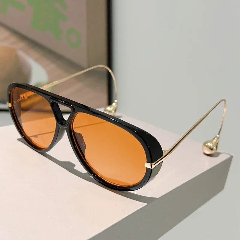 GM LUMIAS Oversized Pilot Sunglasses New in Fashion Double Bridge Gradient Sun Glasses Women Trendy Luxury Brand Design Shades