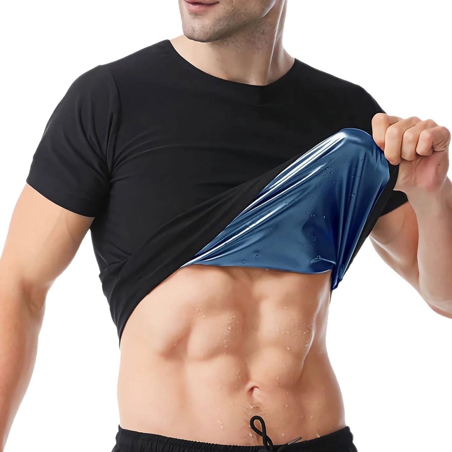 1pcs Sauna Sweat Suit Shapewear Top Short Sleeves Men Performance T-Shirt Comfortable Workout Tee Men's Body