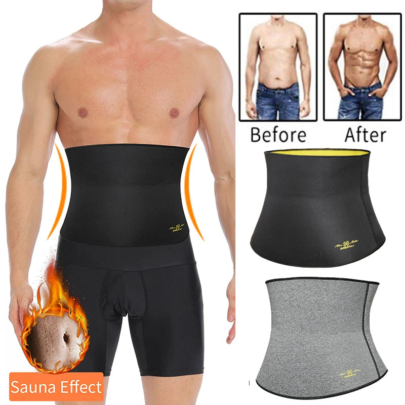 Waist Trainer Trimmer Sweat Belt Band for Men Lower Belly Fat Sauna Abs Shapers Slimming Workout Shapewear Girdle