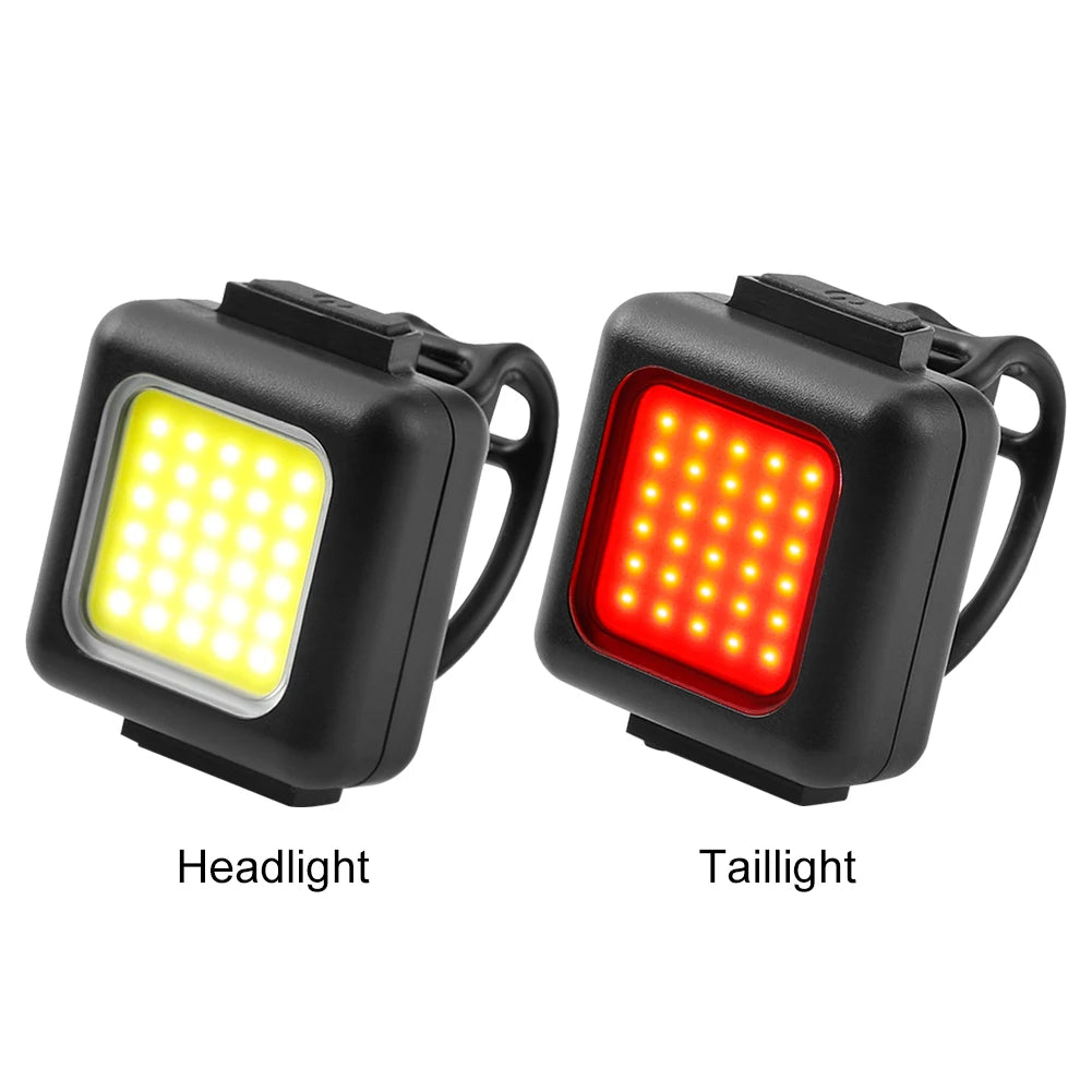 Bicycle Light Set Type-C Charging Headlight Taillights Easy to Install 3 Lighting Modes MTB Bike Front Rear Light Warning Set