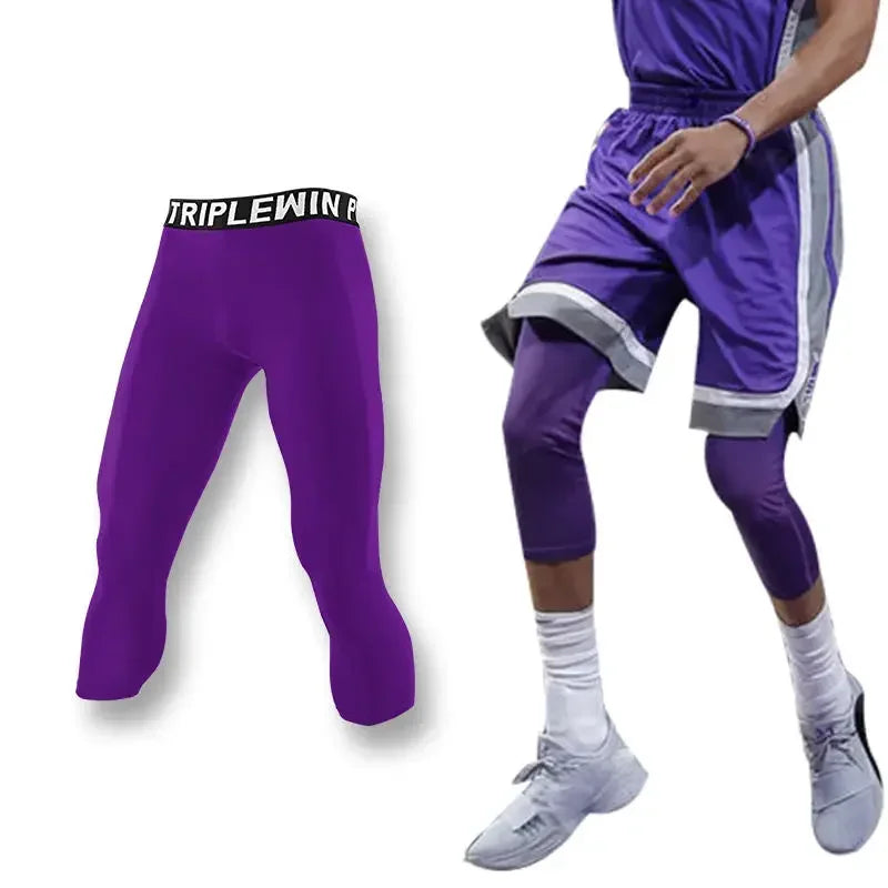 Men GYM Capri Running Tights Pants Kid Children Basketball Football Soccer Fitness Exercise Sport 3/4 Cropped Legging Shorts J12