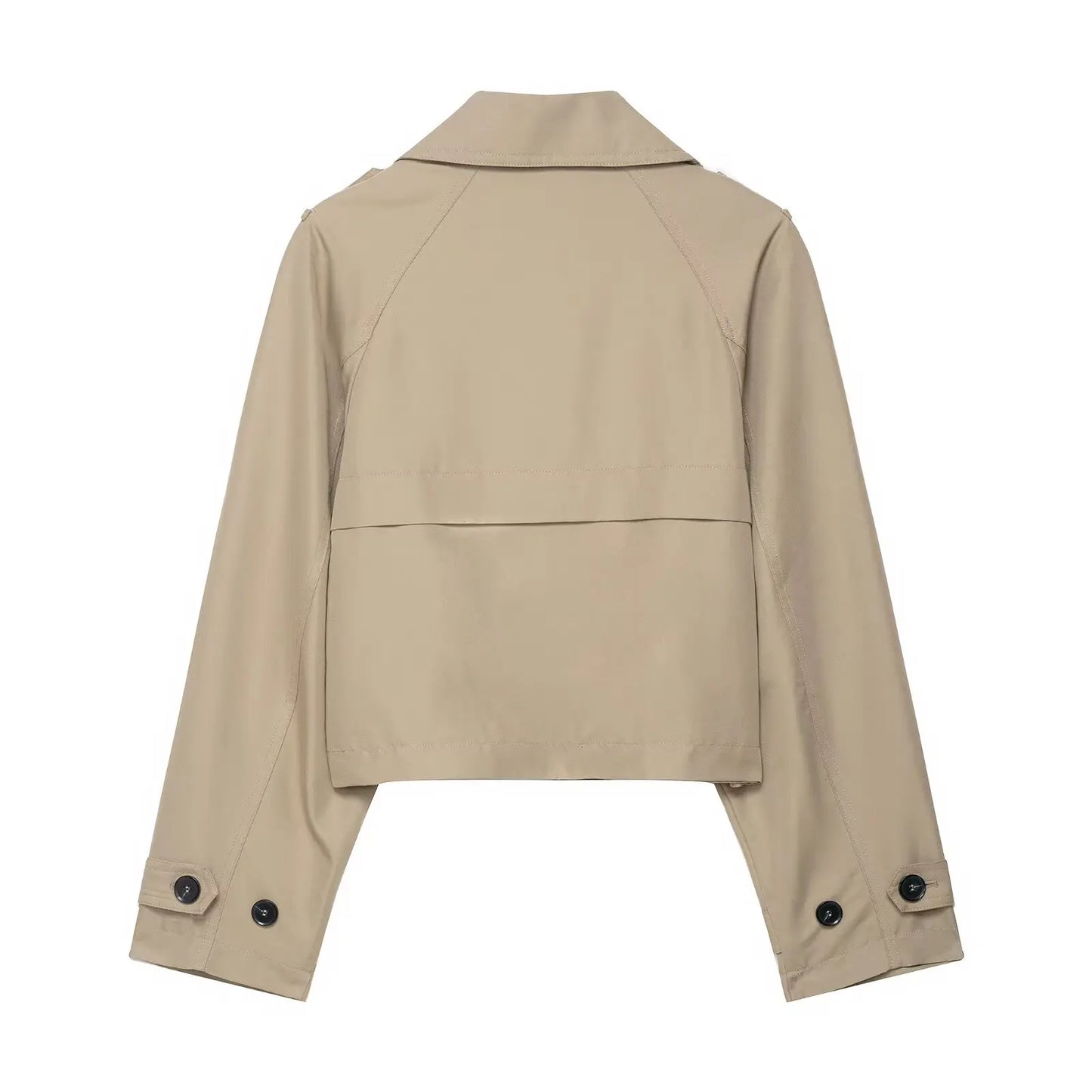 Women's autumn new fashion casual short double breasted windbreaker Coat retro lapel long sleeved women's Coat chic top