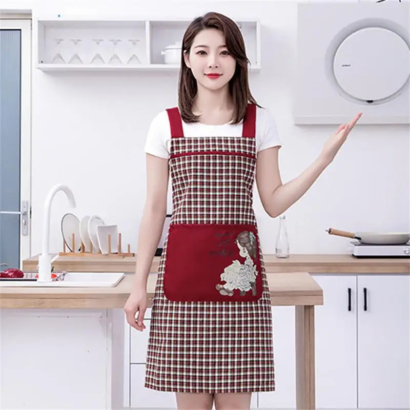 Household Women Kitchen Apron Wear Resistant Cartoon Girl Restaurant Uniform Breathable Cloth Antifouling Work Apron