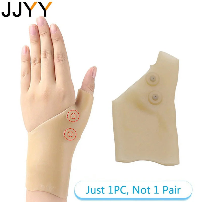 JJYY 1PC Magnetic Therapy Wrist Hand Thumb Support Gloves Silicone Gel Arthritis Pressure Corrector Massage Pain Relief Gloves