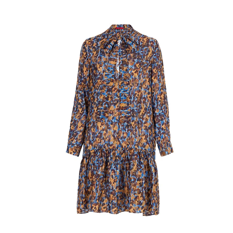 Women's Dress New Popular Fashion Party Long Sleeved Shirt Female Dress Layered Skirt Hem Design Leisure Office Ladies Dress