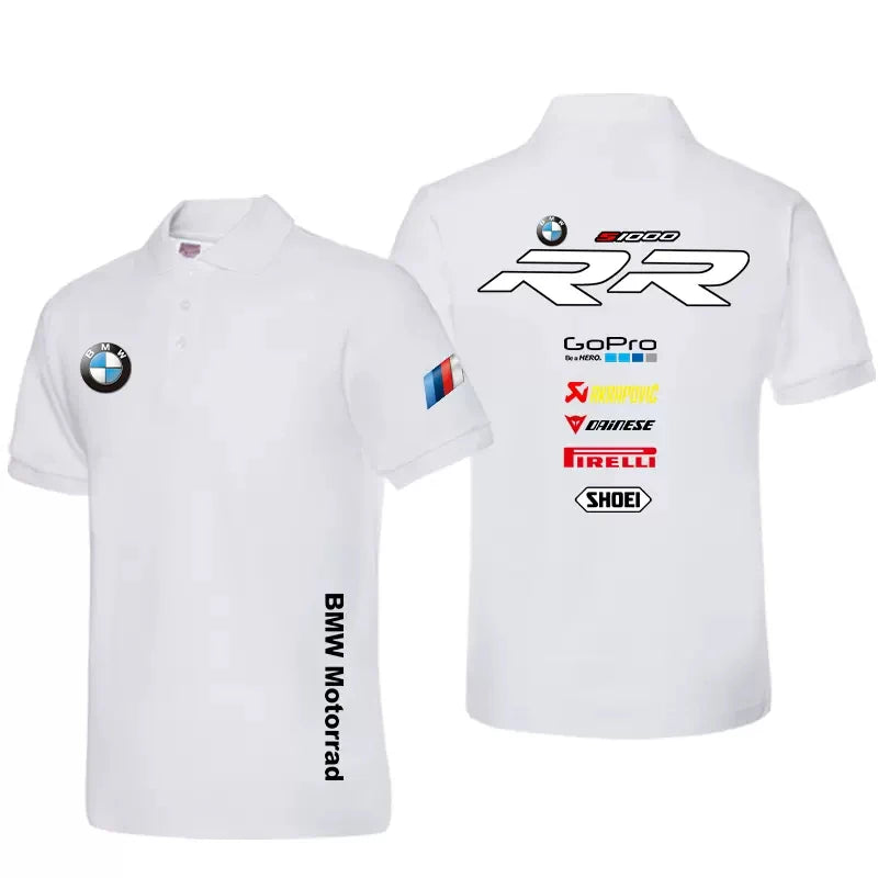 BMW Motorcycle Cycling Suit Short-sleeved Team Clothes Polo Shirt Track Factory Uniform Locomotive Lapel T-shirt Men Clothing