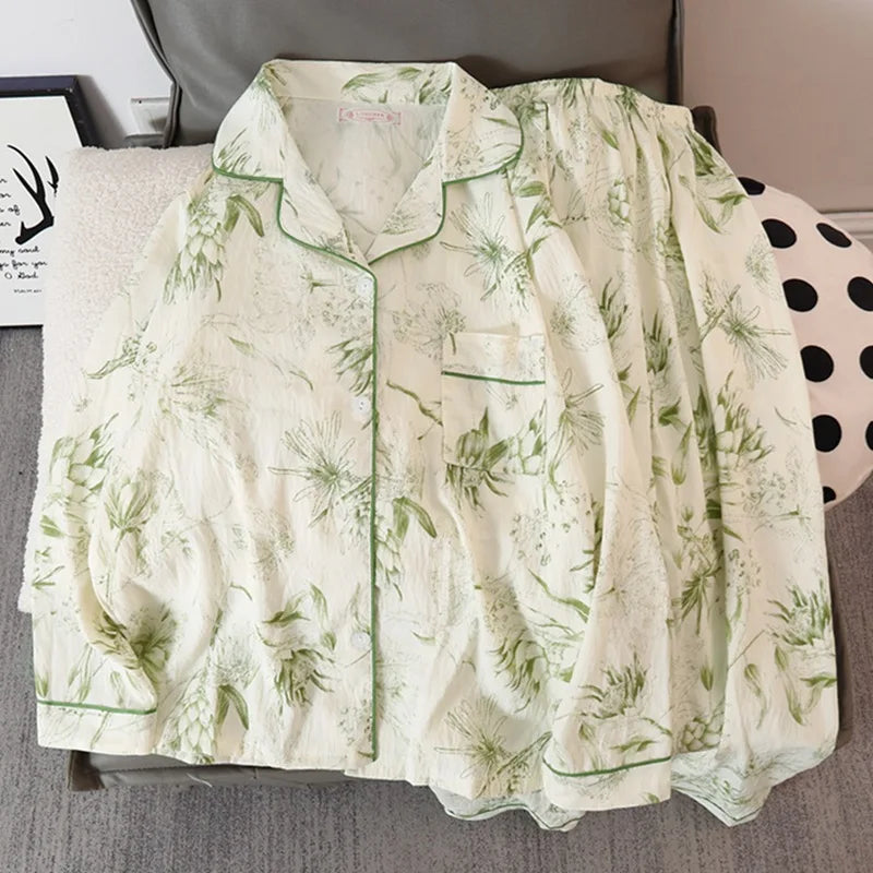 Autumn and Winter New Women's Pajamas Homewear Suit Cloud Cotton Cute Girls Loose Leisure Homewear Spring and Autumn Clothing