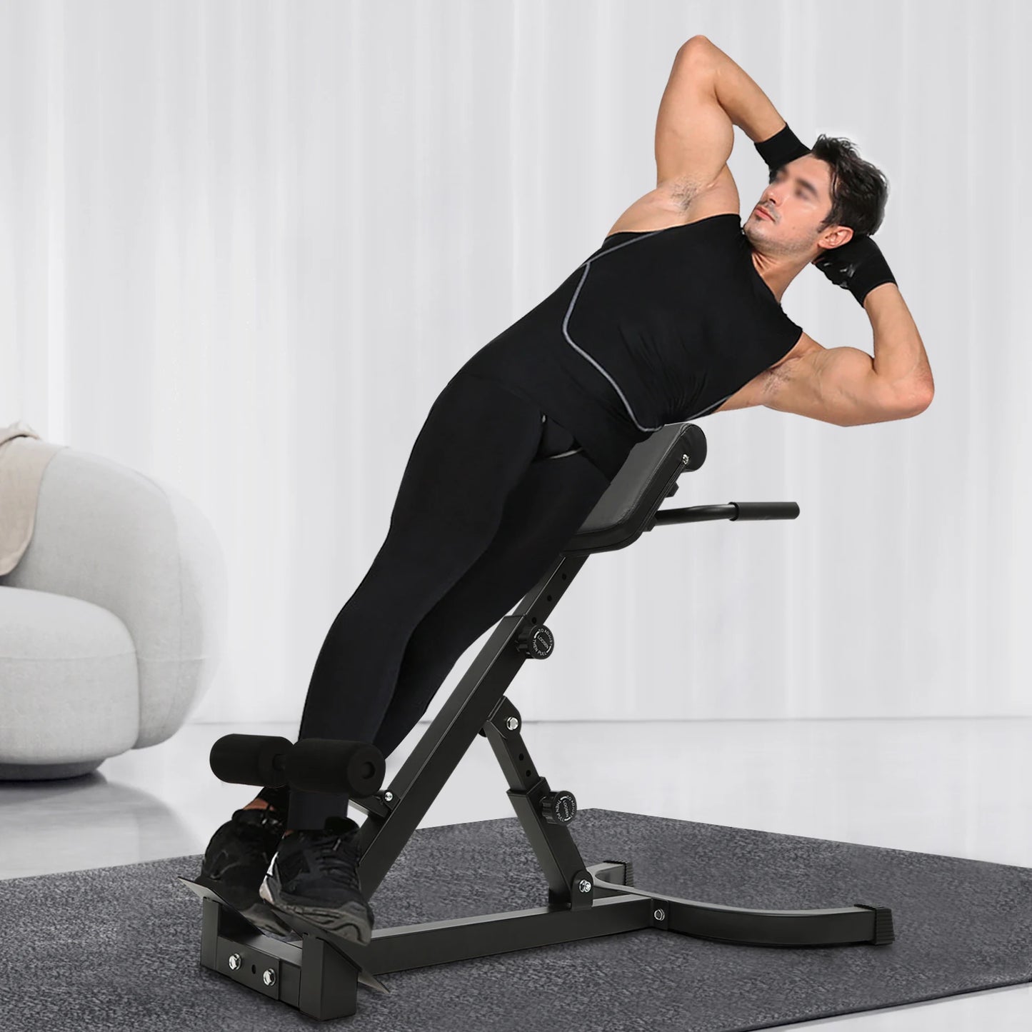 Multi-Functional Exercise Bench, Foldable Adjustable Full All-in-One Body Workout Fitness Bench, Back Extension Roman Chair