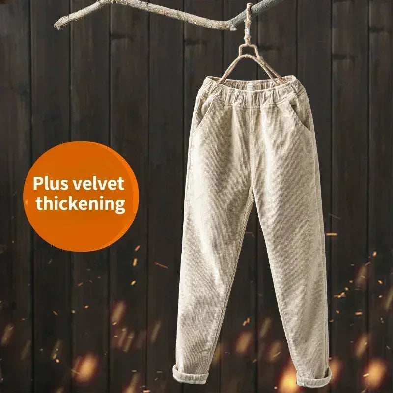 Women's Pants Autumn Winter Loose Corduroy Harem Pants High Waisted Velvet Trousers Female Warm Pants for Women