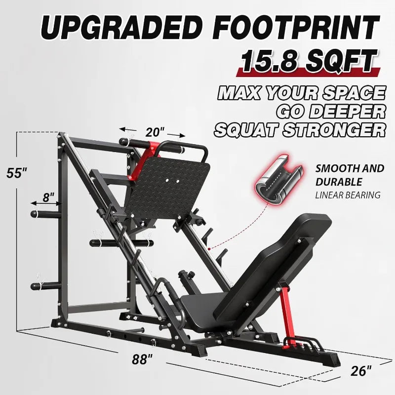 GMWD Leg Press Machine, LP05 45 Degree Leg Press with Roller Bearing, Professional Lower Body Special Machine