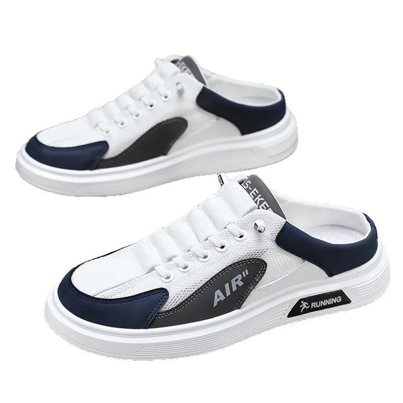2025 Summer New Men's Shoes Slip-On Loafers Flat Slippers Summer Half Slippers Lightweight Lazy Shoes Student Sandalias Zapatos