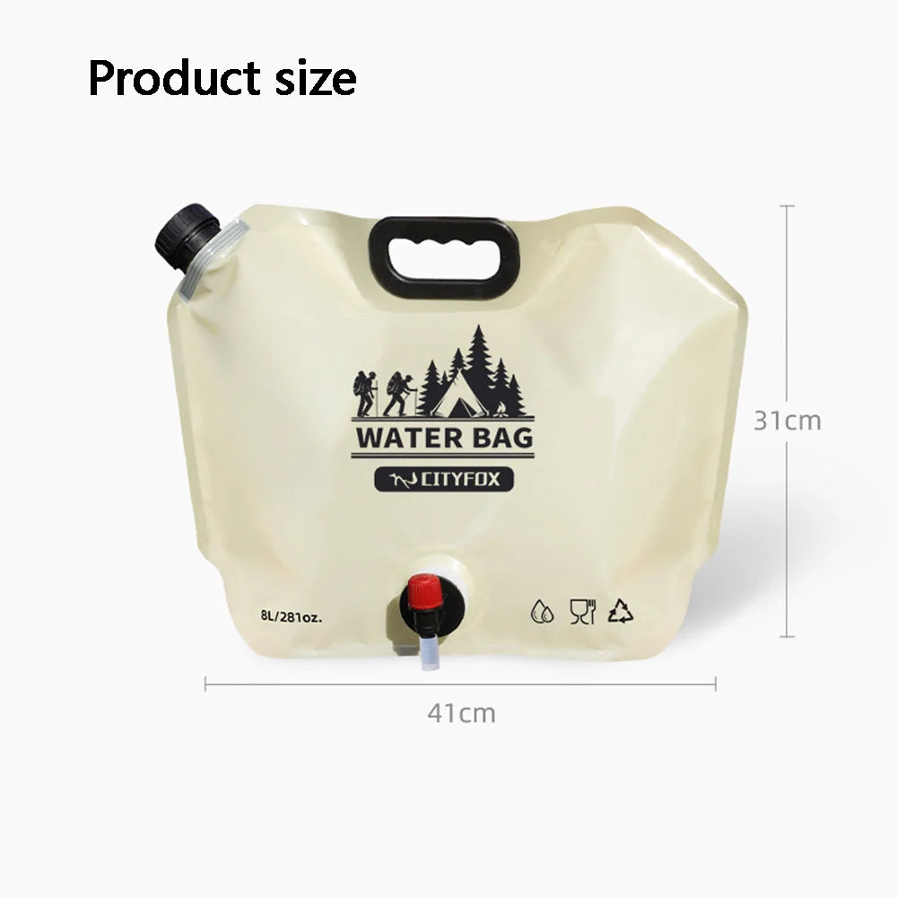 Outdoor Large Capacity Water Bag 8L Portable Foldable Water Storage Bag Camping Car Food Grade Soft Water Storage Bag
