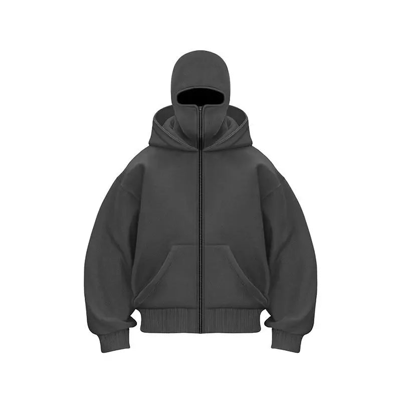 Adult Zipper Hooded Sweatshirt Soft Fleece Jacket With Hoodie Mask Men Women Windbreaker Casual Outwear Loose Sports Coat Tops - FitHealthHavenFitHealthHavenFitHealthHaven14:193DH;5:4182DHXXLAdult Zipper Hooded Sweatshirt Soft Fleece Jacket With Hoodie Mask Men Women Windbreaker Casual Outwear Loose Sports Coat Tops