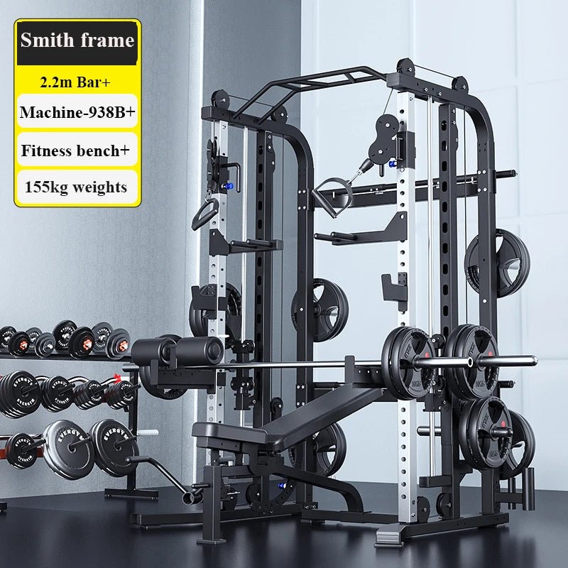 Multifunction Smith Machine Gymnasium Commercial Gantry Squat Frame Household Push Machine Smith Comprehensive Trainer - FitHealthHavenFitHealthHavenFitHealthHaven14:29938B Set938B SetMultifunction Smith Machine Gymnasium Commercial Gantry Squat Frame Household Push Machine Smith Comprehensive Trainer