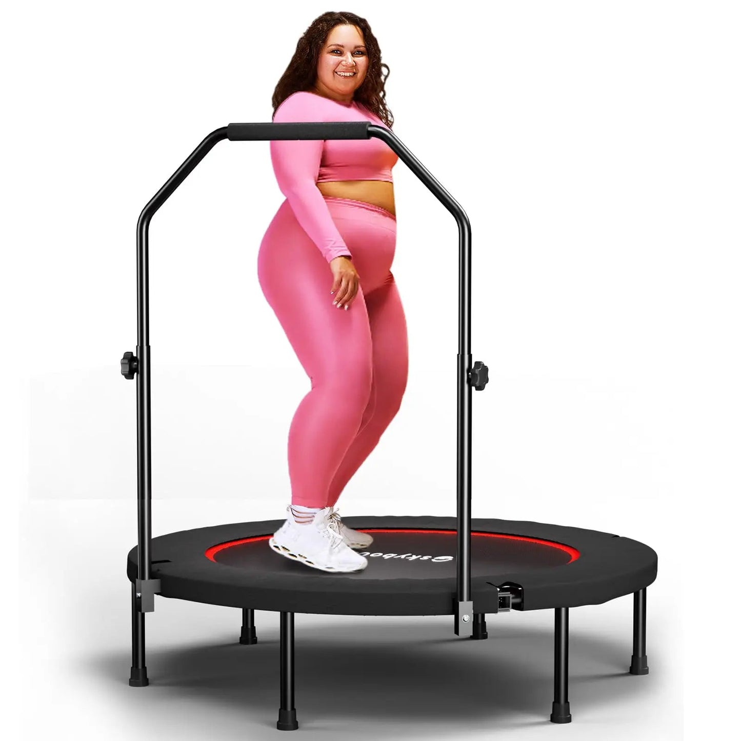 Rebounder Trampoline for Adults - 40" Foldable Mini Trampoline Fitness Rebounder with Adjustable U-Bar Handle, Max Load 350lbs,S - FitHealthHavenFitHealthHavenFitHealthHaven14:10;200007763:201336106RedUnited StatesRebounder Trampoline for Adults - 40" Foldable Mini Trampoline Fitness Rebounder with Adjustable U-Bar Handle, Max Load 350lbs,S