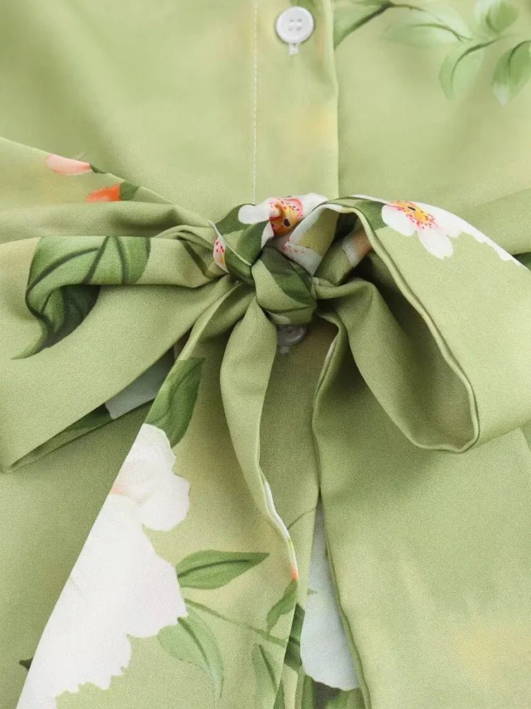 Women's clothing 2024 new fashion European and American style retro simple printed lapel single-breasted slim flower dress - FitHealthHavenFitHealthHavenFitHealthHaven14:203027876;5:361385Light GreenLWomen's clothing 2024 new fashion European and American style retro simple printed lapel single-breasted slim flower dress