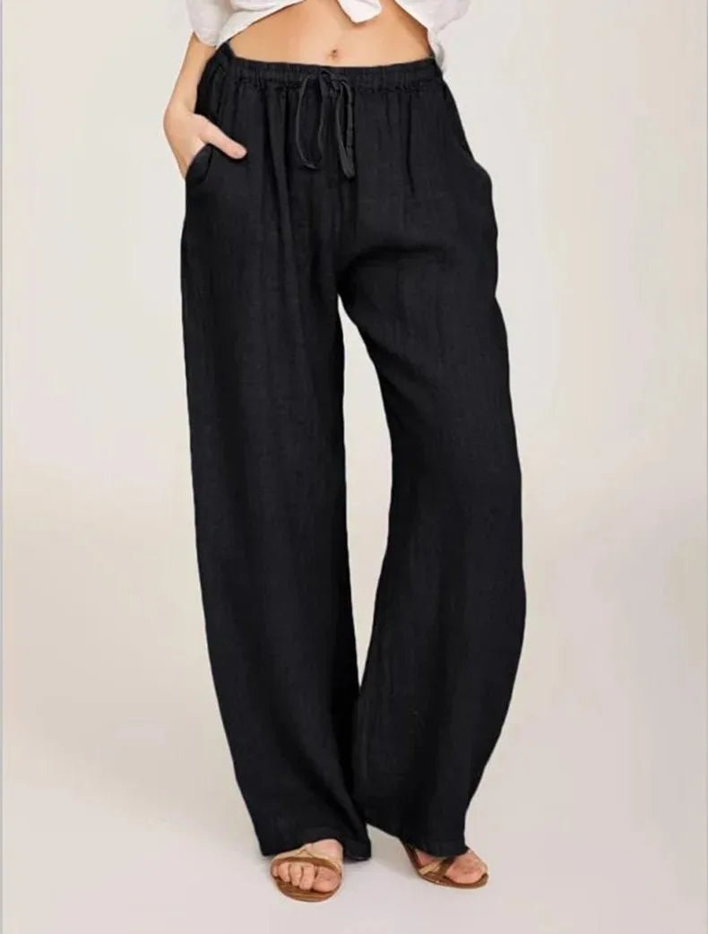 Women's Cotton Linen Pants Casual Loose Solid Elastic Waist Pocket Straight Trousers Ladies Oversize Wide Leg Pant Streetwear - FitHealthHavenFitHealthHavenFitHealthHaven14:193;5:100014064blackSWomen's Cotton Linen Pants Casual Loose Solid Elastic Waist Pocket Straight Trousers Ladies Oversize Wide Leg Pant Streetwear