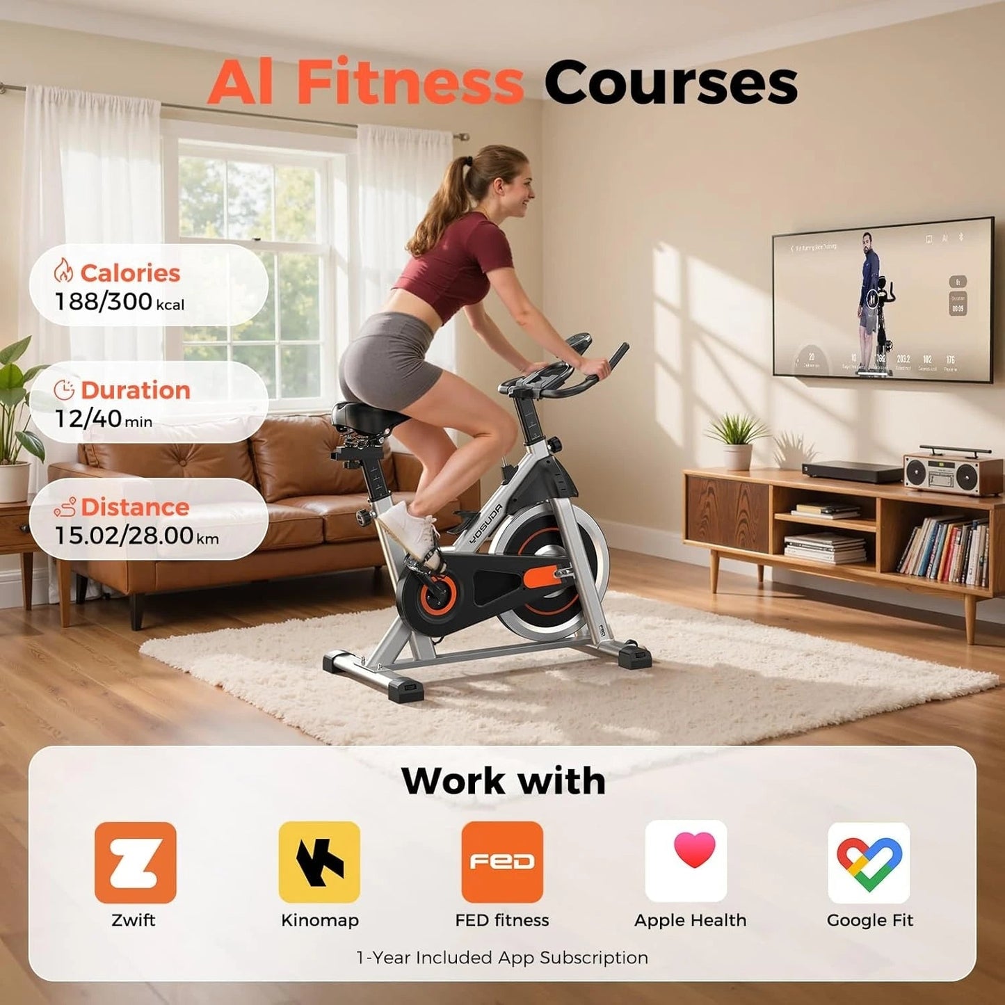 YOSUDA Exercise Bike, Brake Pad Stationary Bike for Home with Exclusive App, Magnetic Indoor Cycling Bike with 300 lb Weight - FitHealthHavenFitHealthHavenFitHealthHaven14:193Friction-Black;200007763:201336106Friction-BlackUnited StatesYOSUDA Exercise Bike, Brake Pad Stationary Bike for Home with Exclusive App, Magnetic Indoor Cycling Bike with 300 lb Weight