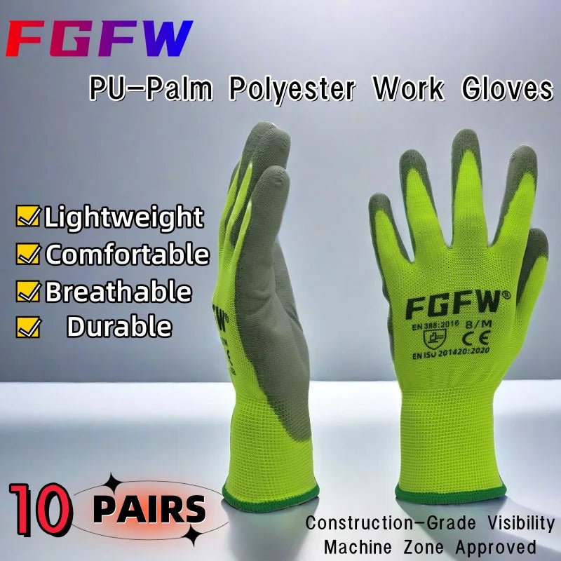 10 Pairs PU Coated Work Gloves - Lightweight, Durable Safety Gloves EN 388/ISO20471 Certified, Sizes S/M/L/XL - FitHealthHavenFitHealthHavenFitHealthHaven14:200000195L-code 10pairsL-code 10pairs10 Pairs PU Coated Work Gloves - Lightweight, Durable Safety Gloves EN 388/ISO20471 Certified, Sizes S/M/L/XL
