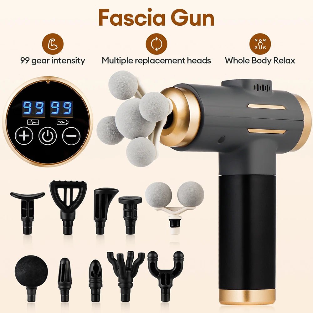 11-IN-1 Electric Massage Gun 99 Level Powerful Fascia Gun High-Frequency Vibration Body Massage Gun Arms Leg Muscle masajeador - FitHealthHavenFitHealthHavenFitHealthHaven14:371BlackBlack11-IN-1 Electric Massage Gun 99 Level Powerful Fascia Gun High-Frequency Vibration Body Massage Gun Arms Leg Muscle masajeador