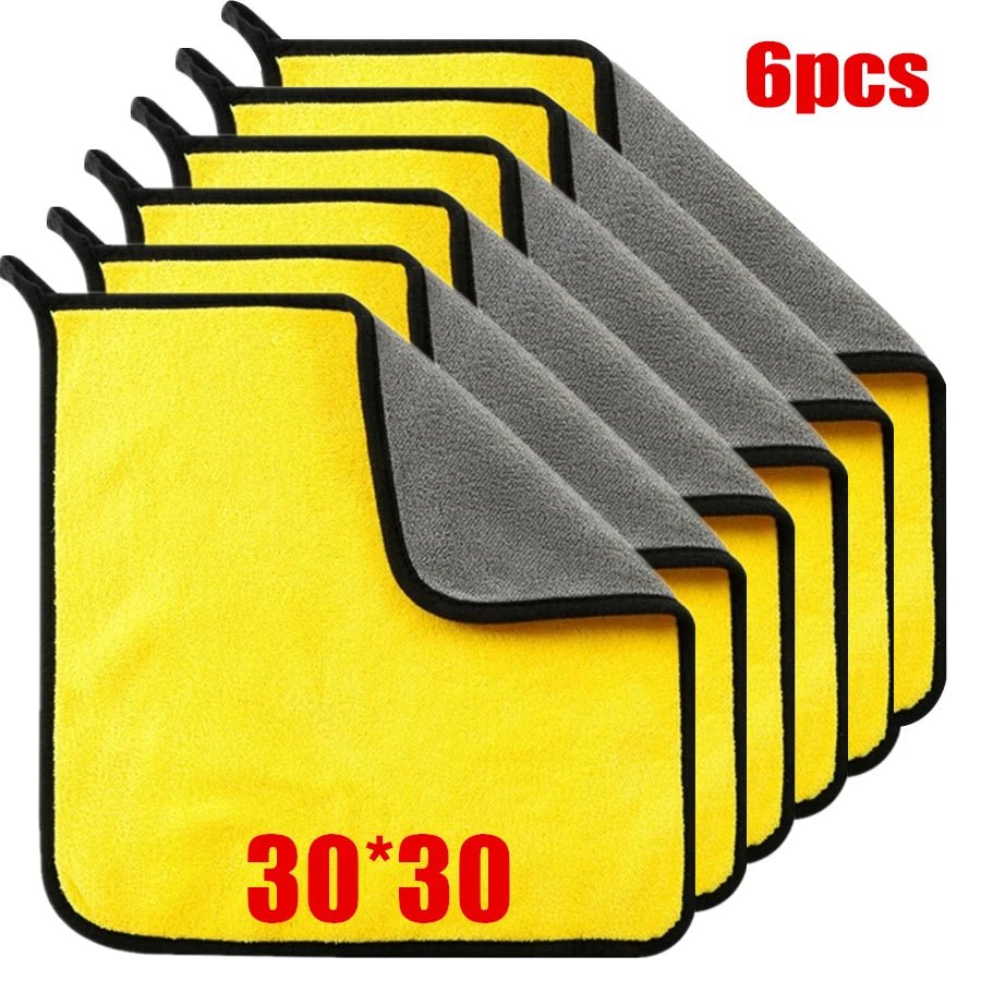 1/2/6pcs Microfiber Cleaning Towel Thicken Soft Drying Cloth Car Body Washing Towels Double Layer Clean Rags Car Accessories - FitHealthHavenFitHealthHavenFitHealthHaven14:17330x30 6pc30x30 6pc1/2/6pcs Microfiber Cleaning Towel Thicken Soft Drying Cloth Car Body Washing Towels Double Layer Clean Rags Car Accessories