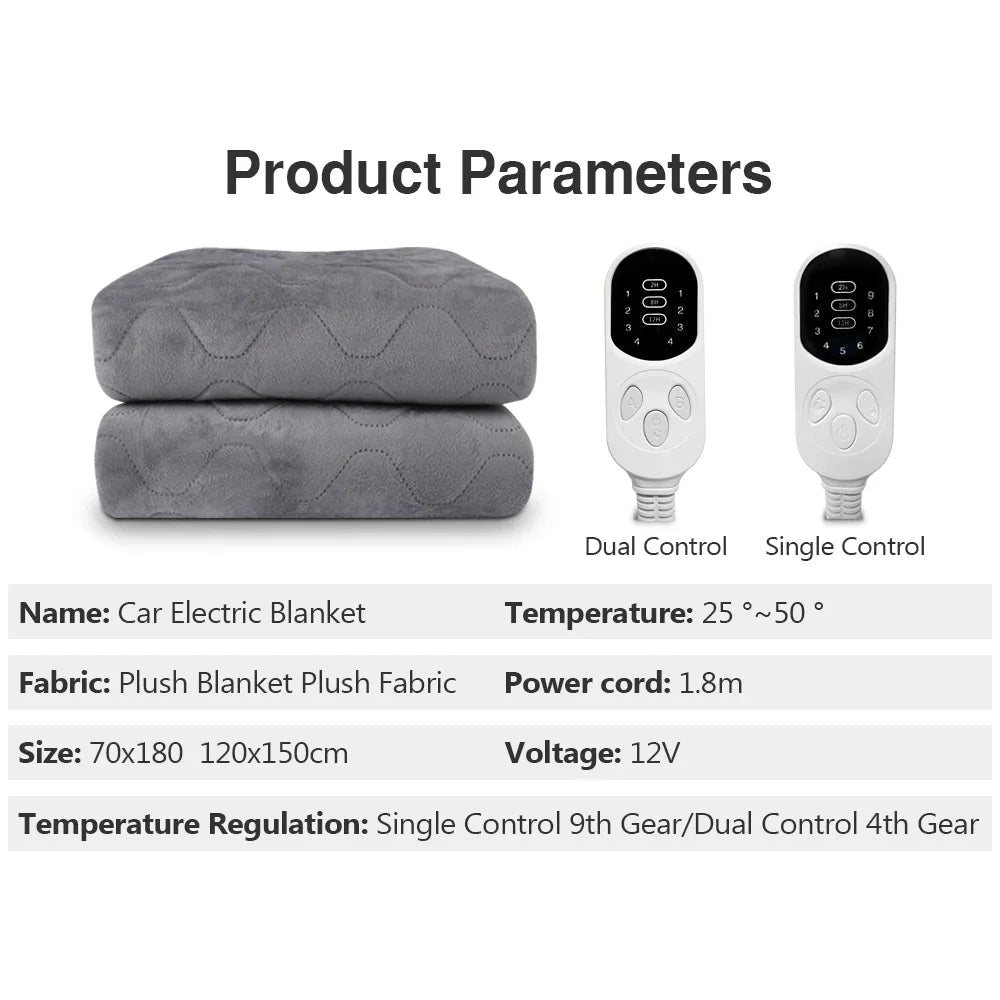 12V Heating Mat Plush Thicker Heated Heater Mattress Thermostat Travel Winter Body Warmer For RV SUVs Car Electric Blanket - FitHealthHavenFitHealthHavenFitHealthHaven14:20000488912V Electric Blanket;5:361386120X150cm12V Electric Blanket120X150cm12V Heating Mat Plush Thicker Heated Heater Mattress Thermostat Travel Winter Body Warmer For RV SUVs Car Electric Blanket