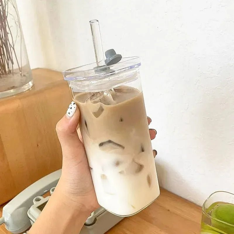 1Pcs Square Heat Resistant Coffee Glass Cup With Lid and Straw Transparent Milk Tea Juice Cups Coffee Mug For Home Bar Drinkware - FitHealthHavenFitHealthHavenFitHealthHaven14:193clear;26:200007962400mlclear400ml1Pcs Square Heat Resistant Coffee Glass Cup With Lid and Straw Transparent Milk Tea Juice Cups Coffee Mug For Home Bar Drinkware