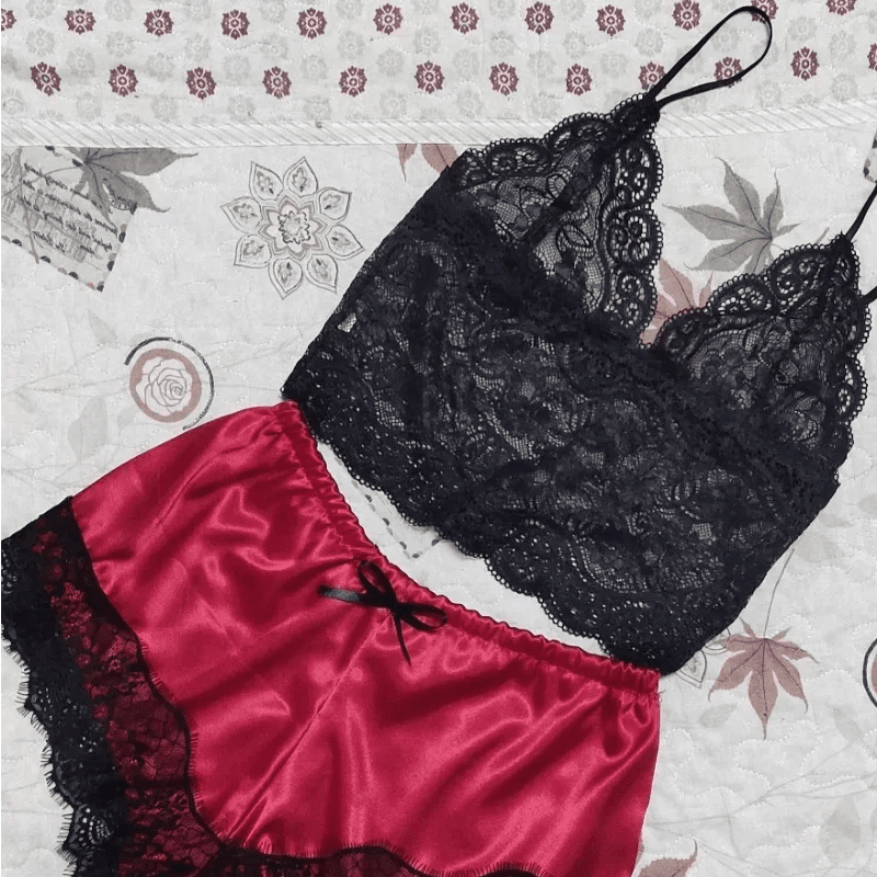 2 Pieces Pajamas Set for Women Sleepwear Sexy Lingerie Lace Silk Crop Tops and Shorts Sets Casual Nightwear Pijamas - FitHealthHavenFitHealthHavenFitHealthHaven14:175;5:361385greenL2 Pieces Pajamas Set for Women Sleepwear Sexy Lingerie Lace Silk Crop Tops and Shorts Sets Casual Nightwear Pijamas