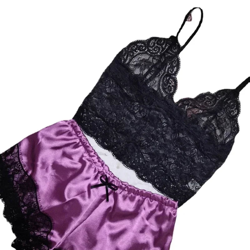 2 Pieces Pajamas Set for Women Sleepwear Sexy Lingerie Lace Silk Crop Tops and Shorts Sets Casual Nightwear Pijamas - FitHealthHavenFitHealthHavenFitHealthHaven14:175;5:361385greenL2 Pieces Pajamas Set for Women Sleepwear Sexy Lingerie Lace Silk Crop Tops and Shorts Sets Casual Nightwear Pijamas