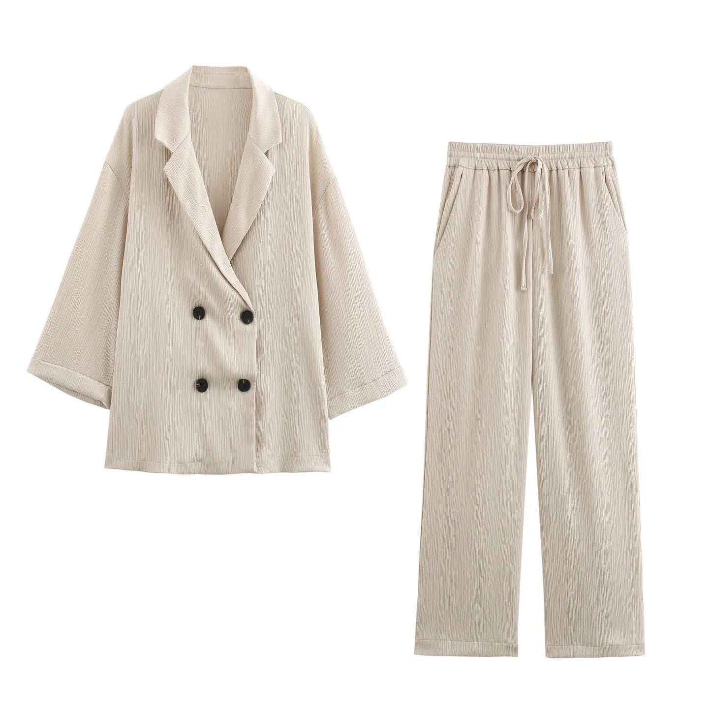 2024 Autumn Women Casual Blazer Coat Pants Set Long Sleeve Double Breasted Blazer + Wide Leg Trousers Lady Office Outfit - FitHealthHavenFitHealthHavenFitHealthHaven14:771as picture;5:872as pictureXS2024 Autumn Women Casual Blazer Coat Pants Set Long Sleeve Double Breasted Blazer + Wide Leg Trousers Lady Office Outfit