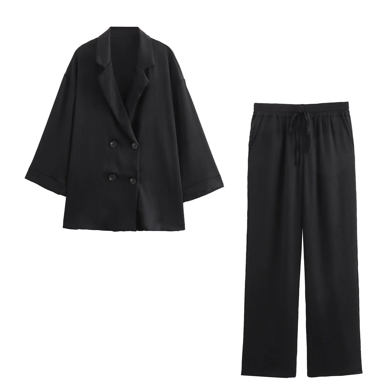 2024 Autumn Women Casual Blazer Coat Pants Set Long Sleeve Double Breasted Blazer + Wide Leg Trousers Lady Office Outfit - FitHealthHavenFitHealthHavenFitHealthHaven14:193as picture;5:872as picture 1XS2024 Autumn Women Casual Blazer Coat Pants Set Long Sleeve Double Breasted Blazer + Wide Leg Trousers Lady Office Outfit
