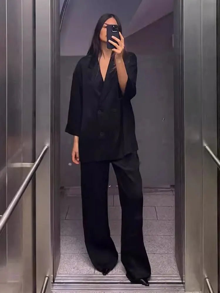 2024 Autumn Women Casual Blazer Coat Pants Set Long Sleeve Double Breasted Blazer + Wide Leg Trousers Lady Office Outfit - FitHealthHavenFitHealthHavenFitHealthHaven14:771as picture;5:872as pictureXS2024 Autumn Women Casual Blazer Coat Pants Set Long Sleeve Double Breasted Blazer + Wide Leg Trousers Lady Office Outfit